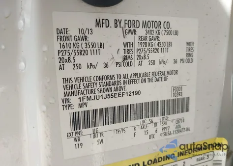 2014 Ford Expedition Xlt from USA, damaged, VIN 1FMJU1J55EEF12190